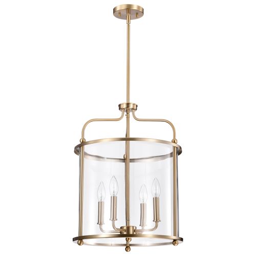 Main product image of Yorktown 4 Light Pendant Burnished Brass Finish Clear Glass