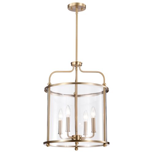 Main product image of Yorktown 4 Light Pendant Burnished Brass Finish Clear Glass