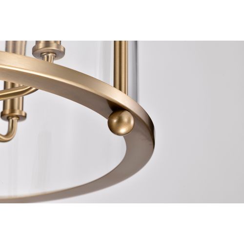 Main product image of Yorktown 4 Light Pendant Burnished Brass Finish Clear Glass