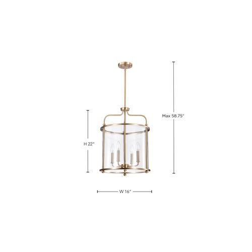 Main product image of Yorktown 4 Light Pendant Burnished Brass Finish Clear Glass