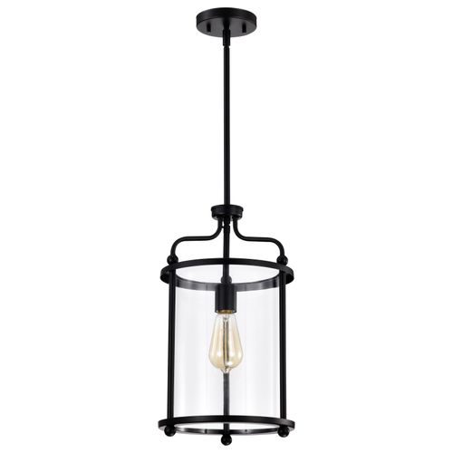 Main product image of Yorktown 1 Light Pendant Matte Black Finish Clear Glass