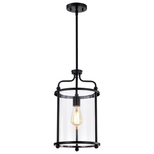 Main product image of Yorktown 1 Light Pendant Matte Black Finish Clear Glass