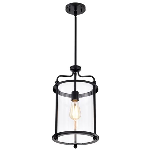 Main product image of Yorktown 1 Light Pendant Matte Black Finish Clear Glass