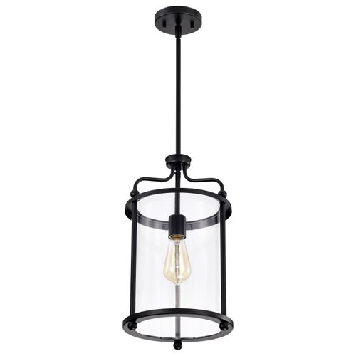 Main product image of Yorktown 1 Light Pendant Matte Black Finish Clear Glass