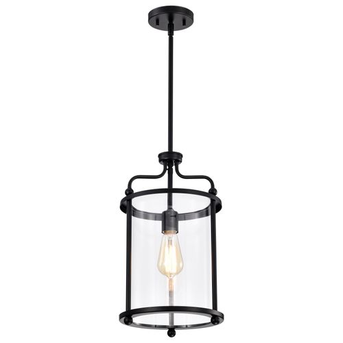 Main product image of Yorktown 1 Light Pendant Matte Black Finish Clear Glass