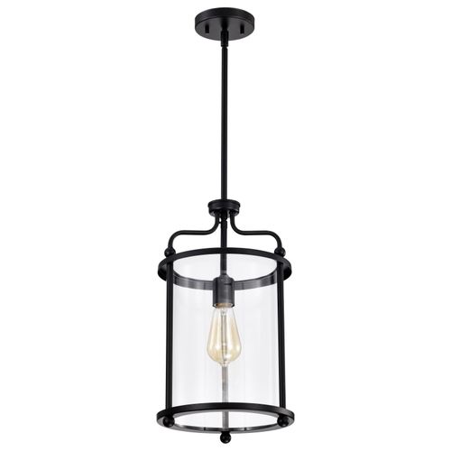 Main product image of Yorktown 1 Light Pendant Matte Black Finish Clear Glass