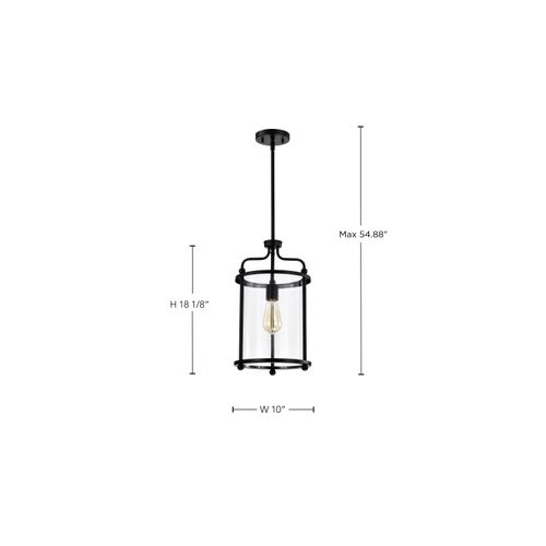 Main product image of Yorktown 1 Light Pendant Matte Black Finish Clear Glass