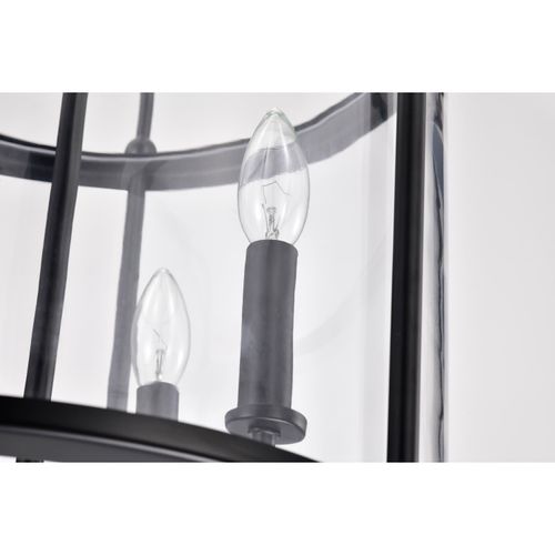 Main product image of Yorktown 4 Light Pendant Matte Black Finish Clear Glass