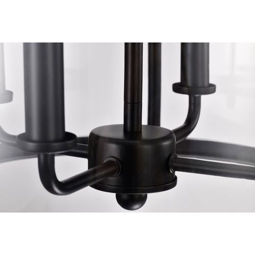 Main product image of Yorktown 4 Light Pendant Matte Black Finish Clear Glass
