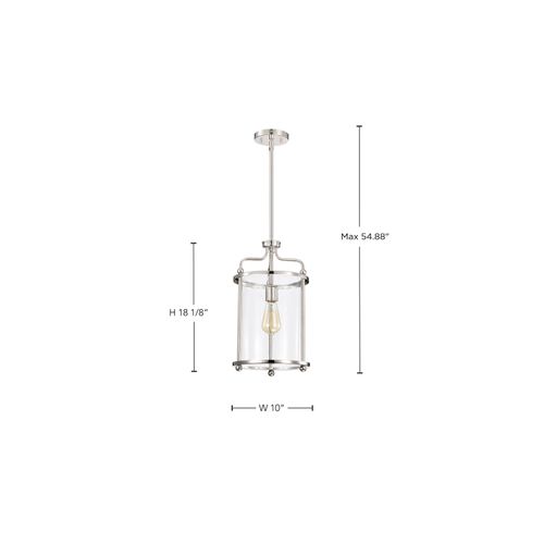 Main product image of Yorktown 1 Light Pendant Polished Nickel Finish Clear Glass