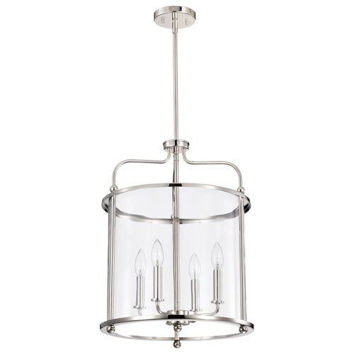 Main product image of Yorktown 4 Light Pendant Polished Nickel Finish Clear Glass