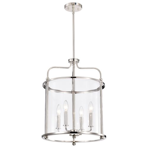Main product image of Yorktown 4 Light Pendant Polished Nickel Finish Clear Glass