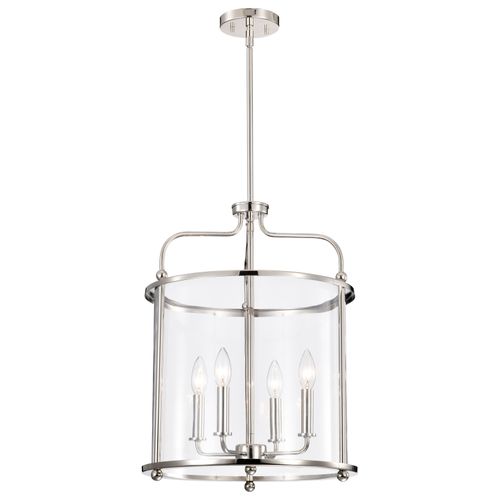 Main product image of Yorktown 4 Light Pendant Polished Nickel Finish Clear Glass