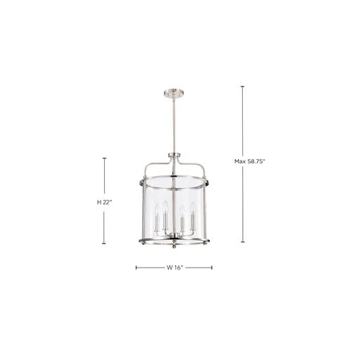 Main product image of Yorktown 4 Light Pendant Polished Nickel Finish Clear Glass