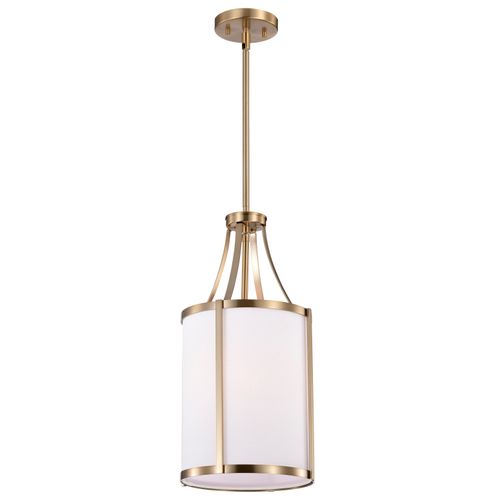 Main product image of Easton 1 Light Pendant Burnished Brass Finish White Linen Shade
