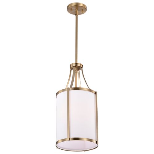 Main product image of Easton 1 Light Pendant Burnished Brass Finish White Linen Shade