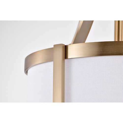 Main product image of Easton 1 Light Pendant Burnished Brass Finish White Linen Shade