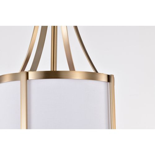 Main product image of Easton 1 Light Pendant Burnished Brass Finish White Linen Shade