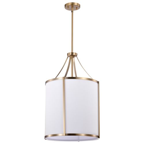 Main product image of Easton 3 Light Pendant Burnished Brass Finish White Linen Shade