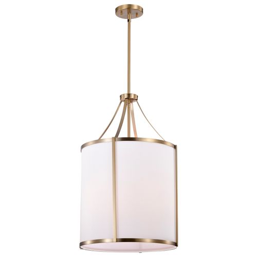 Main product image of Easton 3 Light Pendant Burnished Brass Finish White Linen Shade