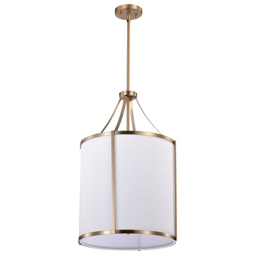 Main product image of Easton 3 Light Pendant Burnished Brass Finish White Linen Shade