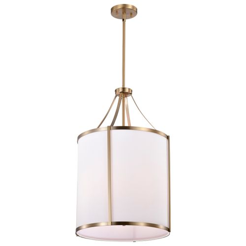 Main product image of Easton 3 Light Pendant Burnished Brass Finish White Linen Shade