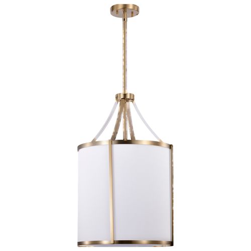 Main product image of Easton 3 Light Pendant Burnished Brass Finish White Linen Shade