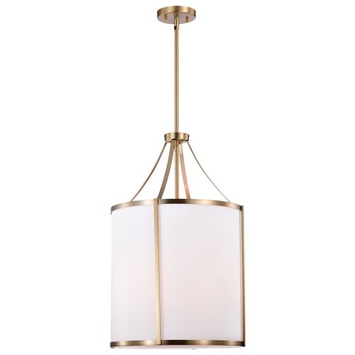 Main product image of Easton 3 Light Pendant Burnished Brass Finish White Linen Shade
