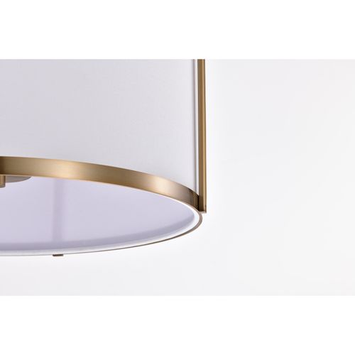 Main product image of Easton 3 Light Pendant Burnished Brass Finish White Linen Shade