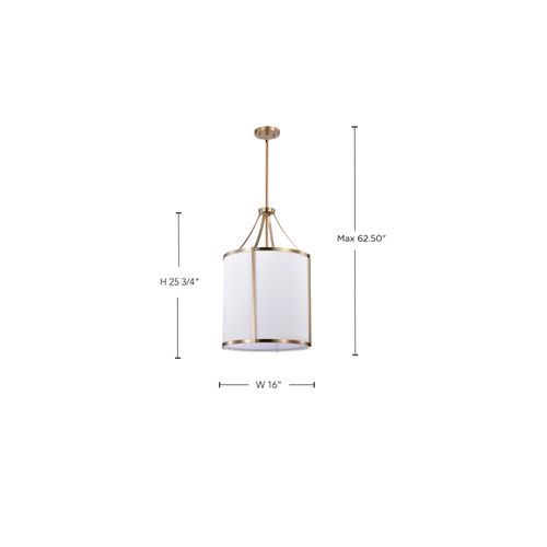 Main product image of Easton 3 Light Pendant Burnished Brass Finish White Linen Shade