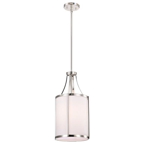 Main product image of Easton 1 Light Pendant Polished Nickel Finish White Linen Shade