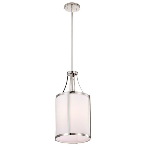 Main product image of Easton 1 Light Pendant Polished Nickel Finish White Linen Shade