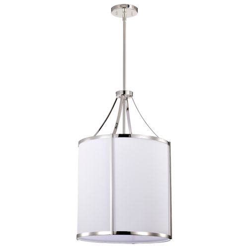Main product image of Easton 3 Light Pendant Polished Nickel Finish White Linen Shade