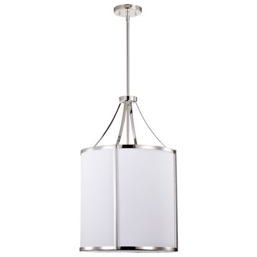 Main product image of Easton 3 Light Pendant Polished Nickel Finish White Linen Shade