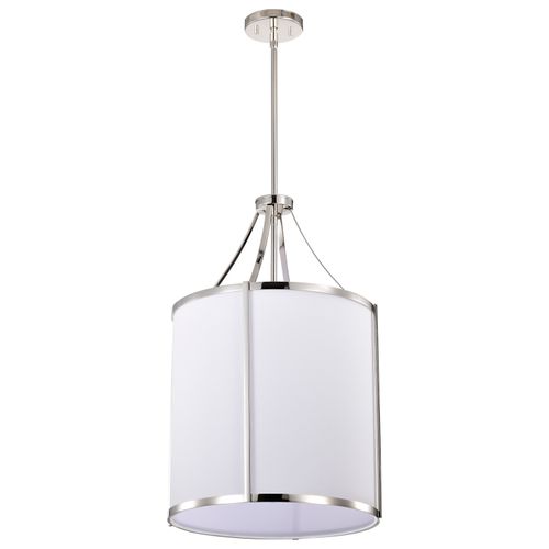 Main product image of Easton 3 Light Pendant Polished Nickel Finish White Linen Shade