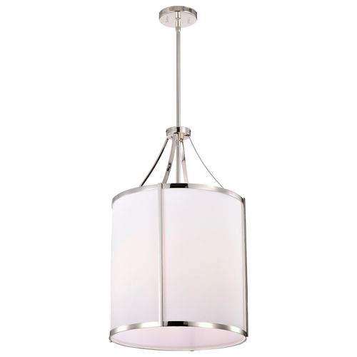 Main product image of Easton 3 Light Pendant Polished Nickel Finish White Linen Shade