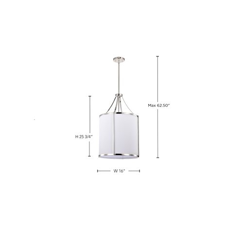 Main product image of Easton 3 Light Pendant Polished Nickel Finish White Linen Shade