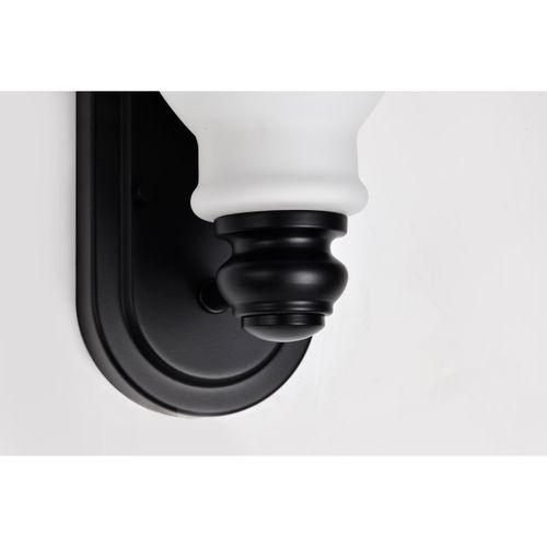 Main product image of Russel 1 Light Vanity Matte Black w/ Satin White Glass