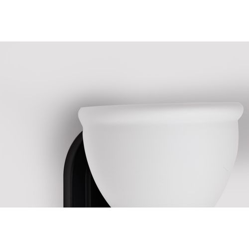 Main product image of Russel 1 Light Vanity Matte Black w/ Satin White Glass