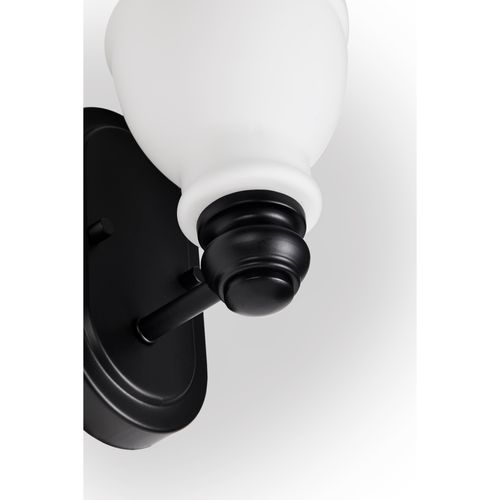 Main product image of Russel 1 Light Vanity Matte Black w/ Satin White Glass