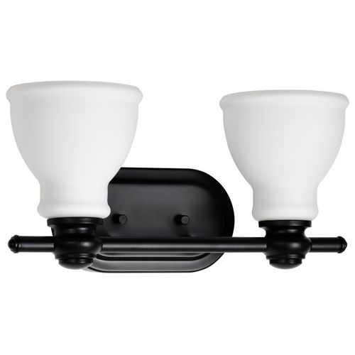 Main product image of Russel 2 Light Vanity Matte Black w/ Satin White Glass