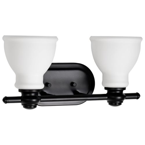 Main product image of Russel 2 Light Vanity Matte Black w/ Satin White Glass