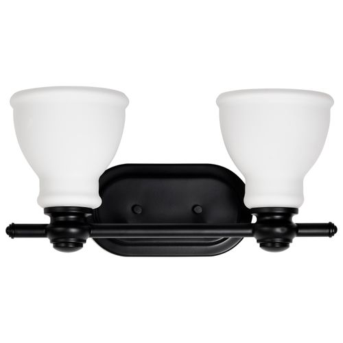 Main product image of Russel 2 Light Vanity Matte Black w/ Satin White Glass