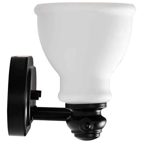 Main product image of Russel 2 Light Vanity Matte Black w/ Satin White Glass