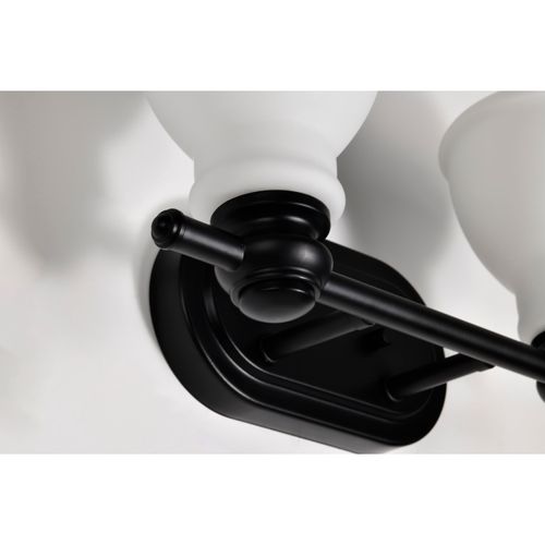 Main product image of Russel 2 Light Vanity Matte Black w/ Satin White Glass