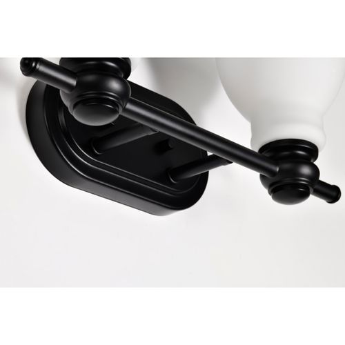 Main product image of Russel 2 Light Vanity Matte Black w/ Satin White Glass