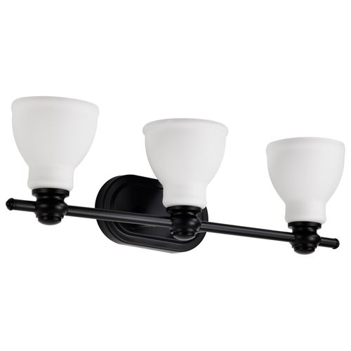 Main product image of Russel 3 Light Vanity Matte Black w/ Satin White Glass