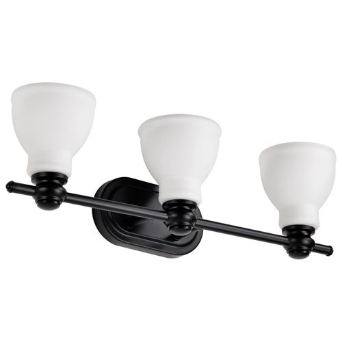 Main product image of Russel 3 Light Vanity Matte Black w/ Satin White Glass