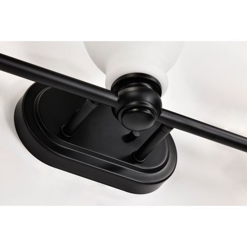Main product image of Russel 3 Light Vanity Matte Black w/ Satin White Glass