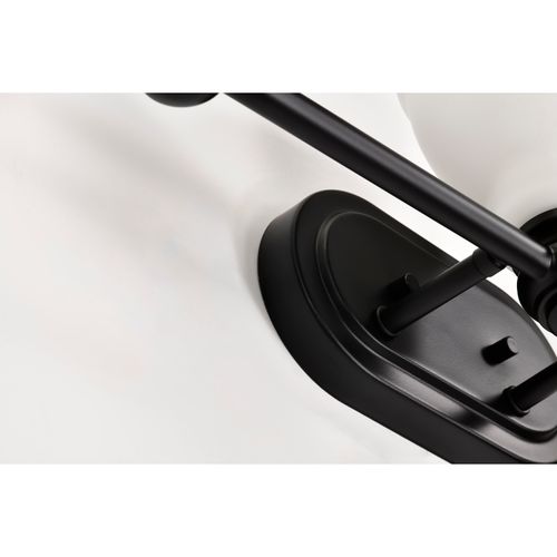 Main product image of Russel 3 Light Vanity Matte Black w/ Satin White Glass